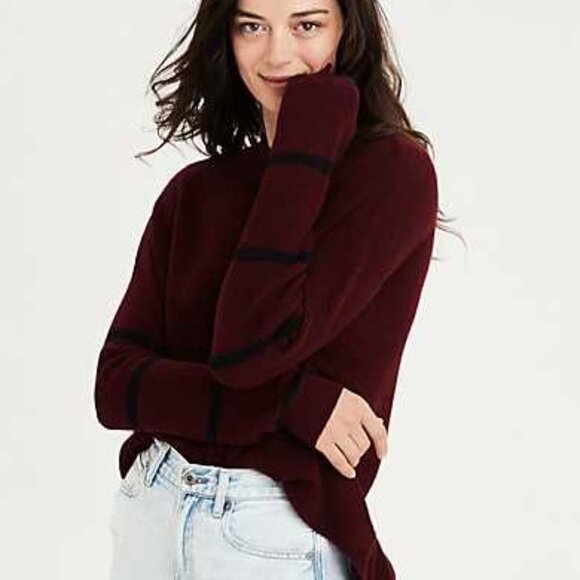 American Eagle Maroon Jegging Fit Knit Sweater - Picture 1 of 9